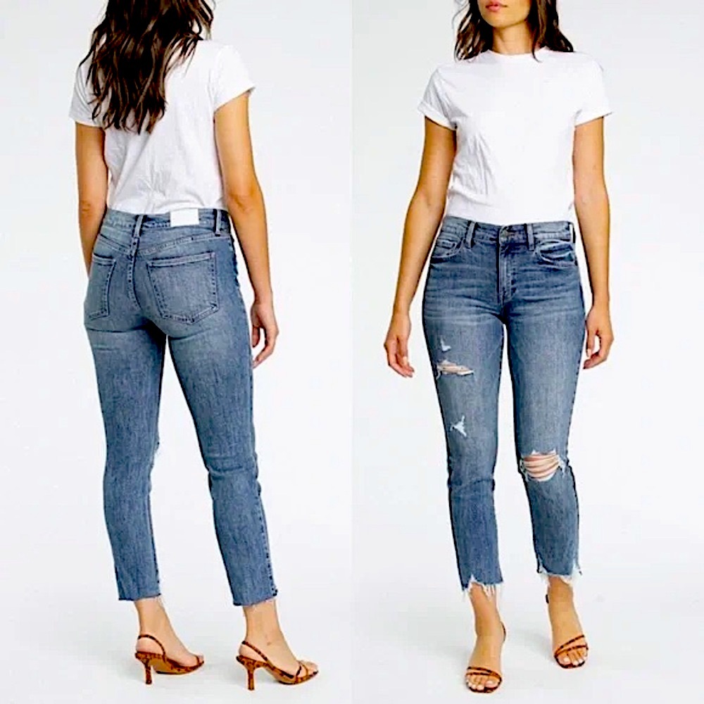 Pistola Monroe Cropped Cigarette Jeans Size 27 Distressed Raw Hem High Rise